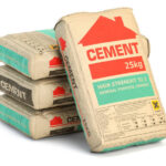 Cement bags o sacks isolated on white. 3d illustration