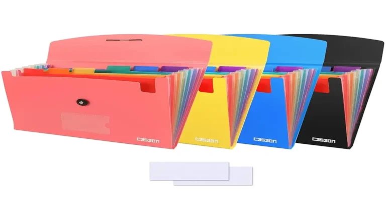 plastic file folders with pockets on office desk