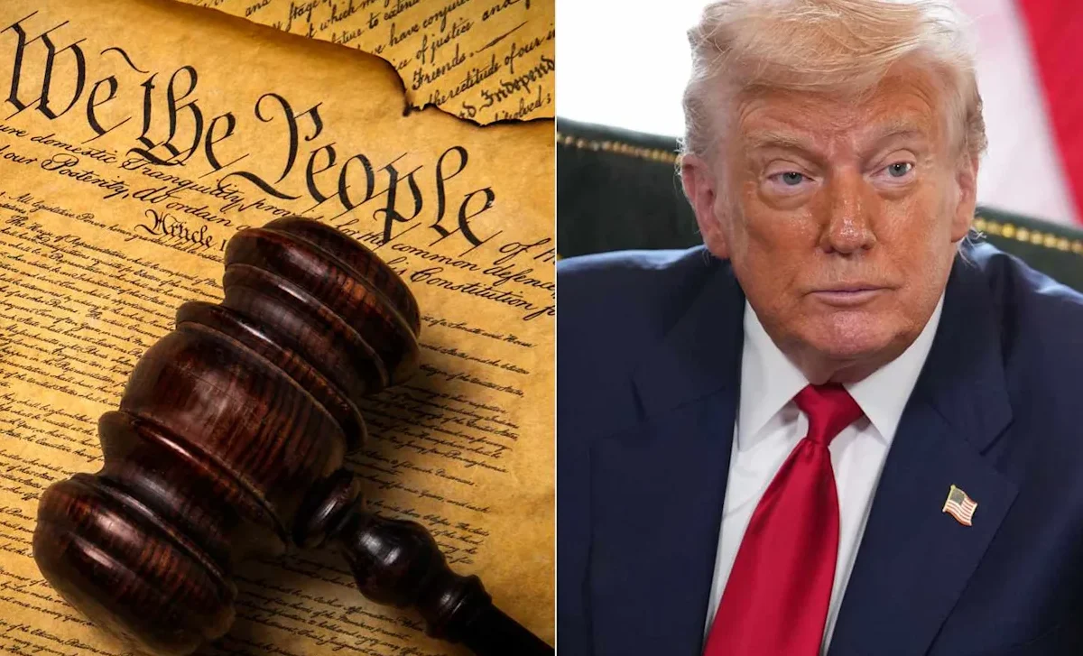 glitch on government website displaying incomplete U.S. Constitution with parts deleted, symbolic of political controversy involving Trump