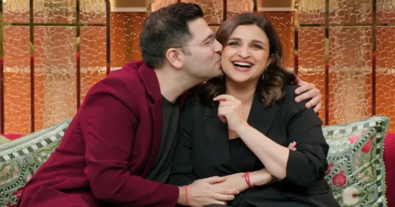 Raghav Chadha kissing on The Kapil Sharma Show, Parineeti Chopra surprised reaction, celebrity couple on couch
